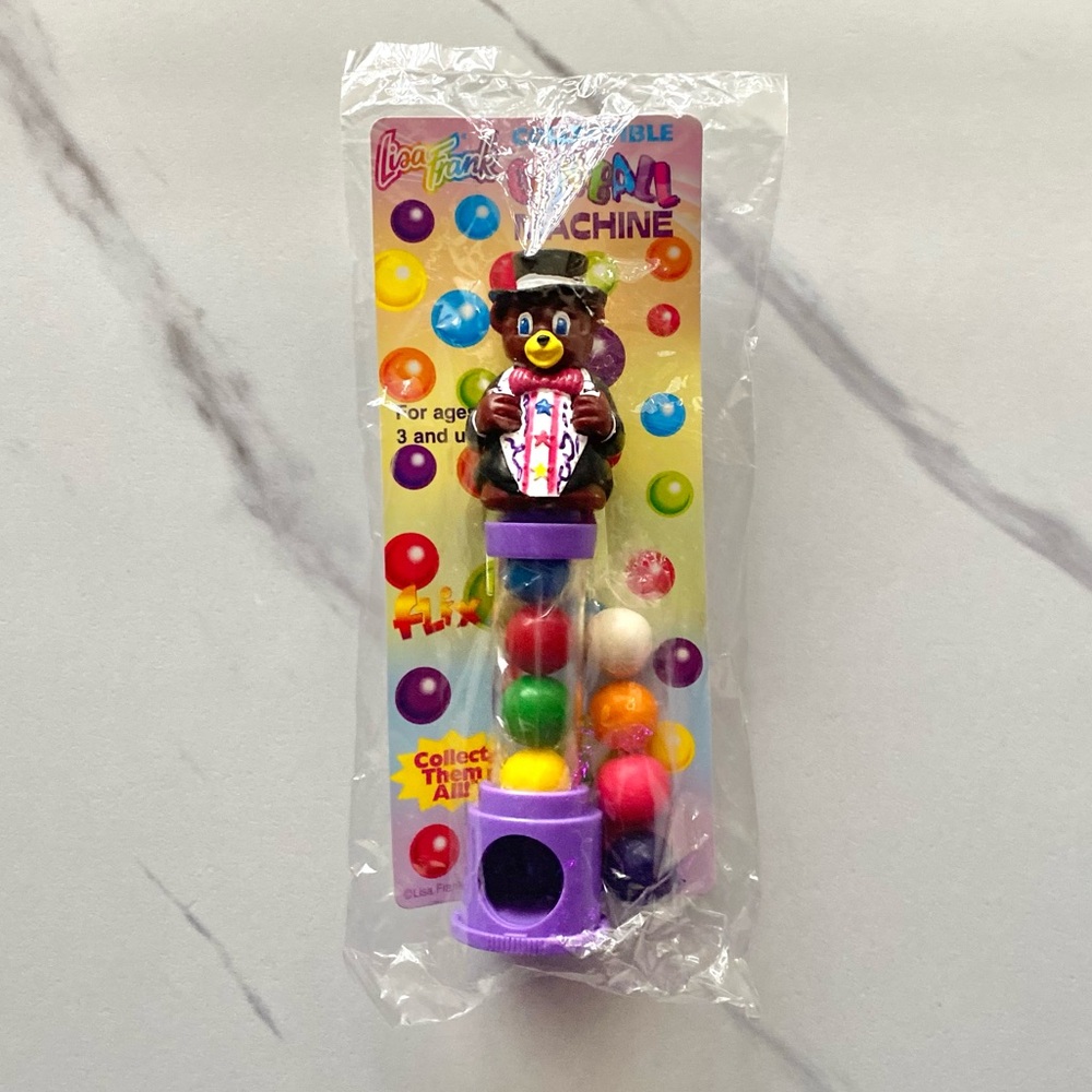 VTG Lisa Frank Hollywood Bear mini purple gumball dispenser - SIP